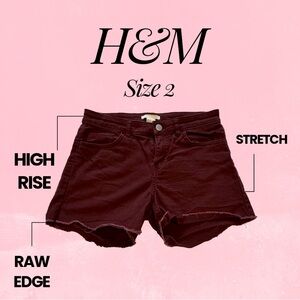 H&M High Waist Stretch Shorts - Dark Red